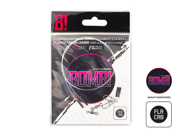 Fluorocarbon tross BOMB! w. swivel and snap hook 2pcs/35cm/9kg, SKU 917500935