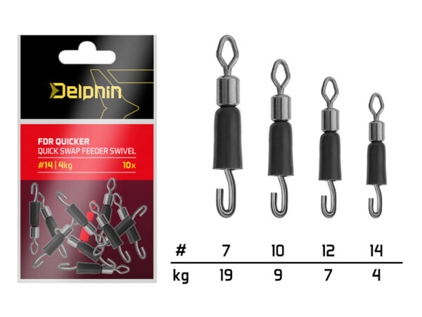 Quick change anti twist swivel Delphin FDR Quicker / 10 pcs #7/19kg