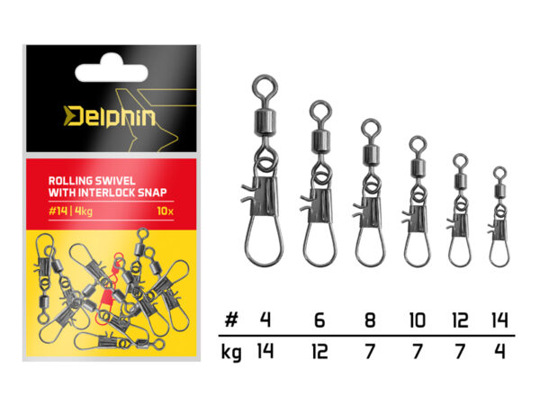 Rolling swivel with interlock snap / 10 pcs #6/12kg