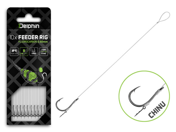 Feeder rig Delphin Fluoro Sting / 10pcs 12cm/0.22mm/Chinu #8
