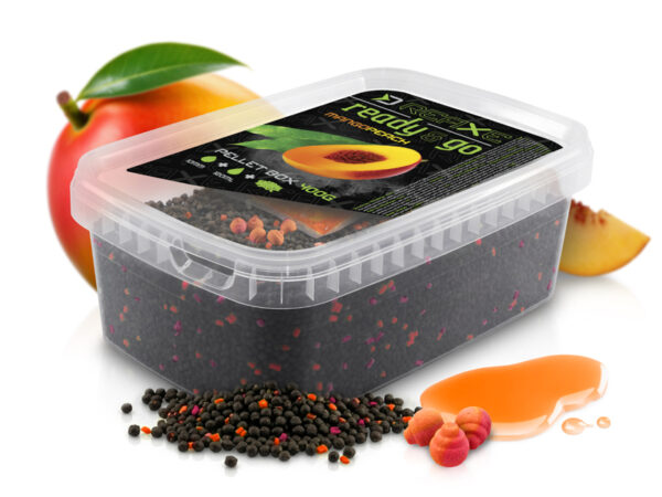 Pellet box Delphin Reaxe READY&GO Mango-Peach/400g